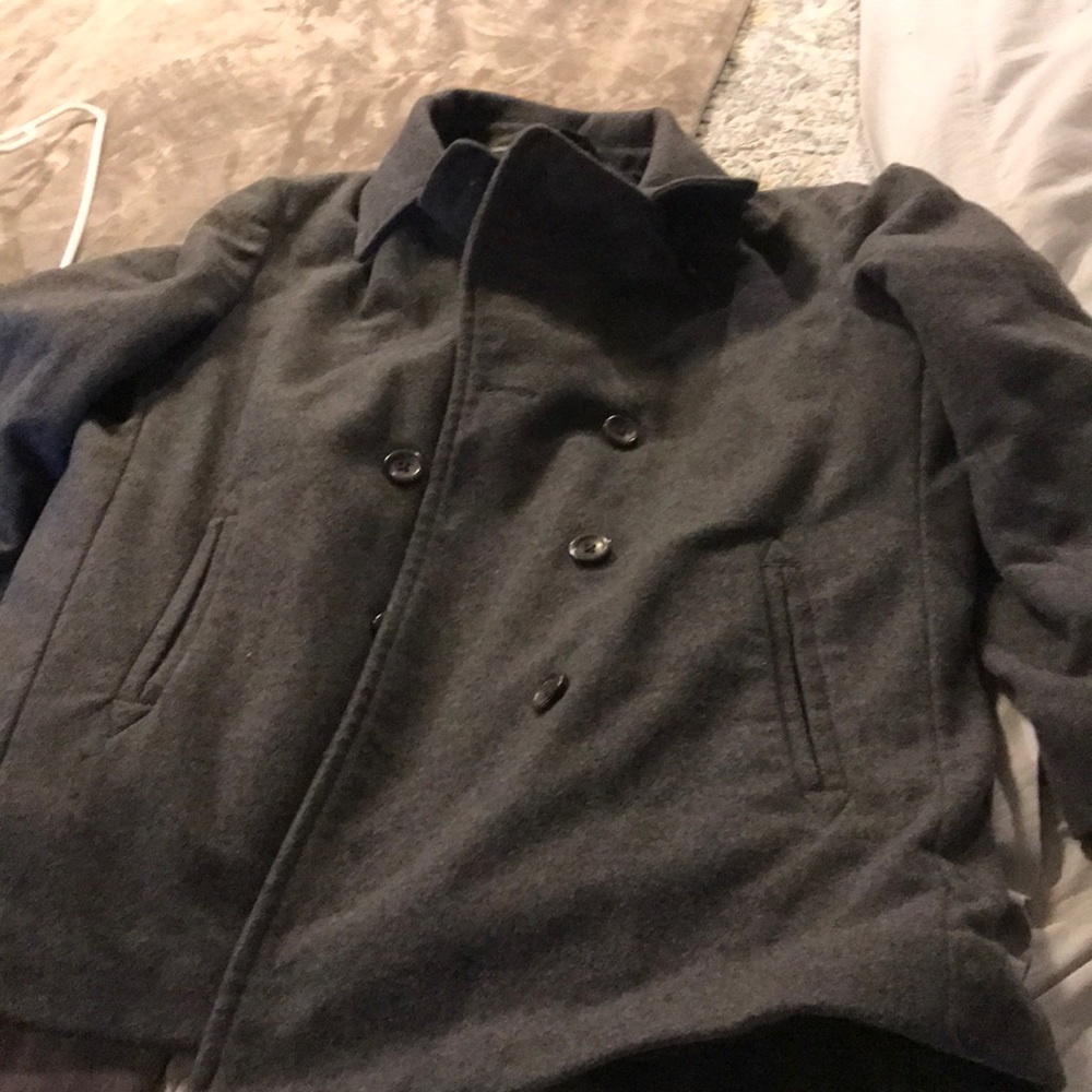 Plus size wool double breasted pea coat